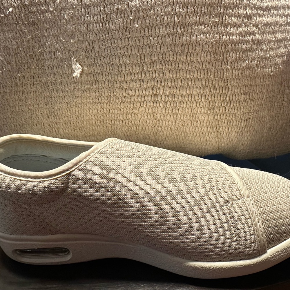 Beige Mesh Slip-On Sneakers